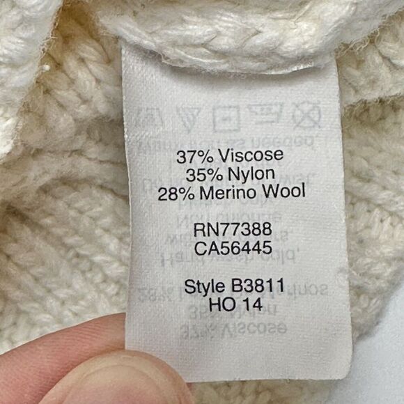 J Crew Factory Embellished Beads Cable-Knit Sweater Ivory White - Womens Size M - Picture 8 of 10